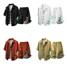 Load image into Gallery viewer, Summer Tracksuits Men Traditional Chinese Style Suit Shirt Shorts Tang Suit Male Fashion Casual Summer Sets
