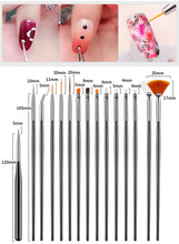 Load image into Gallery viewer, Nail Art Brushes Nail Art Tool Set Nail Dotting Tools Nail Dust Brush Striping Long Lines Nail Drawing Pen Nail Design
