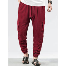 Load image into Gallery viewer, Men's Grid Cargo Joggers Drawstring Elastic Waist Multi Pocket Casual Ankle Length Trousers
