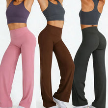 Load image into Gallery viewer, Sports Yoga High Waist Flared Leggings Women Gym Naked Feel Lift The Hips Wide Leg Pants Woman Pilates Running Sport Trousers
