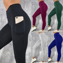 Load image into Gallery viewer, Yoga Fitness Women Leggings High Waist Tights with Pocket Gym Workout Running Stretchy Sexy Butt Liftting Casual Skinny Pants
