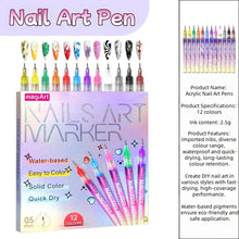 Load image into Gallery viewer, Nail Art Markers Customised Specialised Needle Tube Nail Art Pens Hand-Drawn Outline Pen Acrylic Paint Pen Set Acrylic Paintbrus
