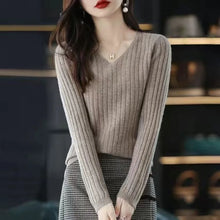Load image into Gallery viewer, V Neck Office Knit Sweater
