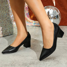 Load image into Gallery viewer, Women Chunky Heel Pointed Toe Pumps

