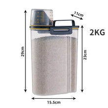 Load image into Gallery viewer, 1.5kg/2kg Dog Cat Food Pail Plastic Storage Tank with Measuring Cup Container Moisture-proof Sealed Jar Pet Supplies Accessories
