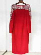 Load image into Gallery viewer, Elegant Beaded Straight Midi Dress

