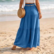 Load image into Gallery viewer, Skirts for Women Linen Maxi Skirt Pleated Long Flowy Elastic Skirt Tiered Beach A-Line Skirts 6XDA

