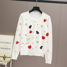Load image into Gallery viewer, Embroidered Knit Cardigan Sweater
