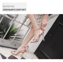 Load image into Gallery viewer, Fashion Women's High Heels Bow Women Sandals Patent Leather Open Toe Party Shoes Buckle Ultra High Heels Women Shoes New Zapatos
