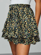 Load image into Gallery viewer, Boho Floral Mini Skirt with Ruffle Hem

