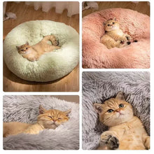 Load image into Gallery viewer, Soft Pet Cat Bed Pad Plush Warm Faux Fur dog Calm Bed Donut Round Bed Comfortable Sleeping Washable for Small Medium Dog and Cat
