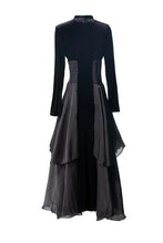 Load image into Gallery viewer, Velvet Ruffle V-Neck Evening Dress
