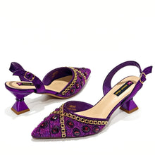 Load image into Gallery viewer, Pointed Toe High Heels Shoes and Matching Bag Set Women Fashion PU Leather Pumps Shoulder Bag Party Wedding Dress Footwear Handb
