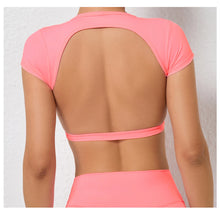 Load image into Gallery viewer, Sports Muscle Back Tee Without Padded Women Backless Sports Shirts Workout Gym Training Yoga T-Shirt Outdoor Open Back Tops
