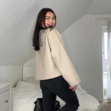 Load image into Gallery viewer, 2025 Autumn Woolen Coats Women Casual Double Breasted Stand Collar Female Office Short Jackets Chic Lady Loose Street Outwear
