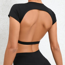Load image into Gallery viewer, Sports Muscle Back Tee Without Padded Women Backless Sports Shirts Workout Gym Training Yoga T-Shirt Outdoor Open Back Tops
