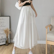 Load image into Gallery viewer, Women Pants Culottes Elastic Wide Leg Irregular Hem Double Layers Korean Trousers Summer Casual Loose Pleated Pants
