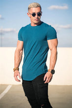 Load image into Gallery viewer, Muscle Training T-shirt Men's Summer Workout Short Sleeve T-shirt High Quality Cotton Fitness Men T-shirt Gym Solid Color Tops
