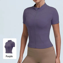 Load image into Gallery viewer, New Women's High-Elastic Yoga Jacket — Form-Fitting, "Naked-Feel" Running &amp; Fitness Top (Short Sleeve)
