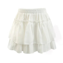 Load image into Gallery viewer, Summer Kawaii White Ruflles Skirt Women Fashion Slim Fit Chiffon Mini Skirts Giris Y2k All Match Elastic High Waist Black Faldas
