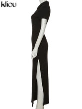 Load image into Gallery viewer, Elegant Collar Side Slit Dress
