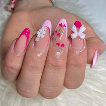 Load image into Gallery viewer, 24PCS Short False Nails With Rose Leaf Design Pressed On The Nails, Glossy Glue, Black Full Coverage Acrylic False Nails
