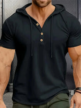 Load image into Gallery viewer, Men T Shirts  Summer Slim Fitness Hooded Short-Sleeved Bodybuilding Quick Dry Tshirt Male Gym Clothes Breathable Sports Tops
