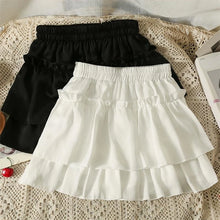 Load image into Gallery viewer, Summer Kawaii White Ruflles Skirt Women Fashion Slim Fit Chiffon Mini Skirts Giris Y2k All Match Elastic High Waist Black Faldas
