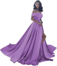 Load image into Gallery viewer, Simple Off Shoulder Satin Evening Gown
