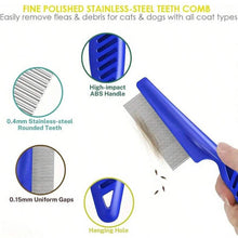 Load image into Gallery viewer, 4 Pack Flea Lice Comb, Stainless Steel Dog Cat Grooming Combs with Rounded Teeth, Double Sided Professional Pet Tear Stain Remover
