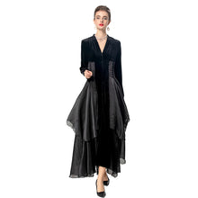 Load image into Gallery viewer, Velvet Ruffle V-Neck Evening Dress
