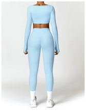 Load image into Gallery viewer, Summer 2PCS Yoga Suit Sports Set Women Quick-Dry Gym Set Women Tracksuit Running Workout Long Sleeve Sports Shirt Yoga Clothing
