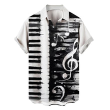 Load image into Gallery viewer, Shirts For Men Music Guitar Print Rock Hip Hop Tops Male Clothing Short Sleeve V-Neck Beach Ahloa Shirts Camisa Social Masculina
