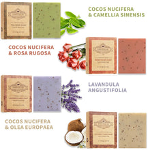 Load image into Gallery viewer, 4 Pack Of Lavender Frosted Soap - 4, Coconut, Tea Tree Essential Oil - Kraft Paper Box For Gifts And Luxurious Travel Experience
