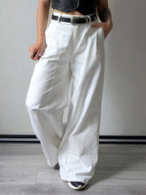 Load image into Gallery viewer, Summer White Pants For Women Cotton Formal High Waist Wide Leg Trousers Ladies Elegant Summer Women's Pants Straight Leg Office
