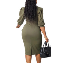 Load image into Gallery viewer, Elegant O-Neck Sheath Midi Dress
