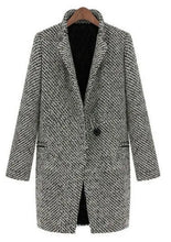 Load image into Gallery viewer, Women's Woolen Coat  Arrive European Female Spring European Leg Houndstooth Windbreaker Jacket Plus Size Long Winter Coat
