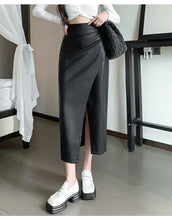 Load image into Gallery viewer, Classic Front Split Leather Skirt
