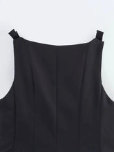 Load image into Gallery viewer, Summer Women Vintage Black Cropped Tops Bow Slim O Neck Sleeveless Off Shoulder Tank Tops Trend Female Casual Chic Vest Top
