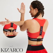 Load image into Gallery viewer, Black Stripe Sports Bras Women Racerback Sleeveless Elastic Waistband Shockproof Quick Dry Stretch Training Camisole Sportswear
