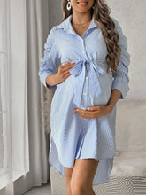 Load image into Gallery viewer, Maternity Clothes Pregnant Women Dresses Clothing Lapel Button Casual Skirt Pleated Seven-quarter Sleeve Shirt Spring Jumpsuit
