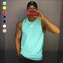 Load image into Gallery viewer, Mens Workout Tank Tops Mash Fabric Quick Dry Muscle Sleeveless Shirts Cut Off Slim Fit  Bodybuilding Gym Tees Singlet
