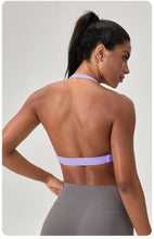 Load image into Gallery viewer, Strappy Bra for Women Open Back Halter Sports Bra Light Support Gym Crop Top Seamless Workout Yoga Top Bra Padded Bras
