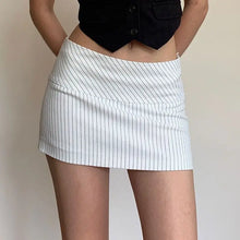 Load image into Gallery viewer, Women Low Waist Skirts Stripes A-line High Waist Skirt for Women Hips Spliced Short Skirt Ladies Bodycon Layered Mini Bottoms
