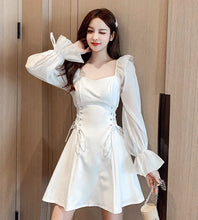 Load image into Gallery viewer, Coquette Lace-Up Mini A-Line Dress
