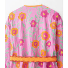 Load image into Gallery viewer, Women's Flowers Embroidered Coats Autumn New V-neck Long Sleeve With Belt Jackets Fashion Casual Female Chic Outerwear
