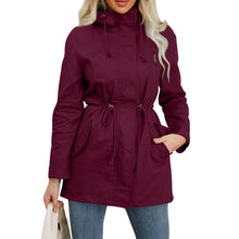 Load image into Gallery viewer, Women's Hooded Trench Coat Spring Autumn Fitted Solid Color Jacket for Daily Outdoor Camping Hiking
