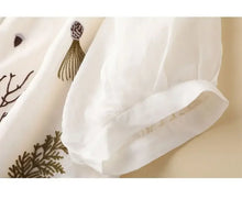 Load image into Gallery viewer, Summer Seven Point Cotton Linen Embroidered Shirt for Women 2024 New Literary Loose Temperament Lapel Casual Top for Women Tops
