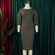 Load image into Gallery viewer, Elegant O-Neck Sheath Midi Dress
