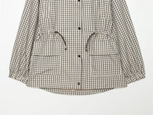 Load image into Gallery viewer, Women's Coat 2026 New Autumn Gray Plaid Long Sleeve Loose Drawstring Decorative Coat Casual Fashion Personal Ladies Outerwear
